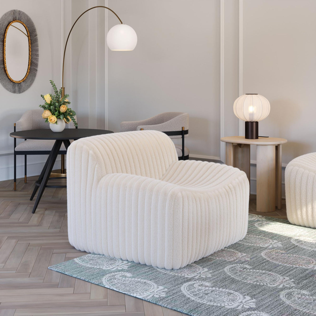 Zuo Modern Osterbro Accent Chair in Cream, Accent Chairs, Plywood, Polyester, Wood, Rectangular, Block, Indoor