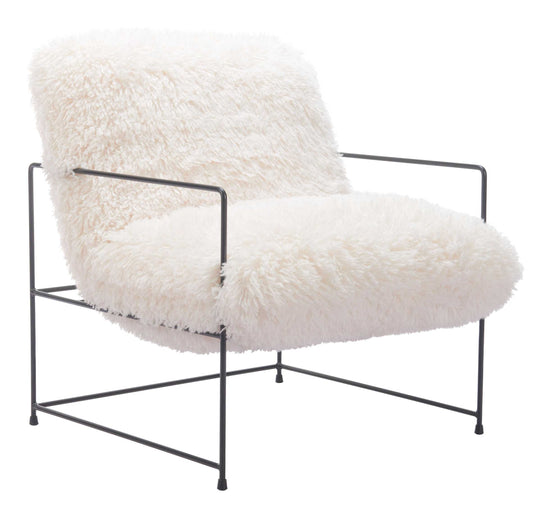 White Faux Fur Accent Chair | Zuo Modern Pelut Design