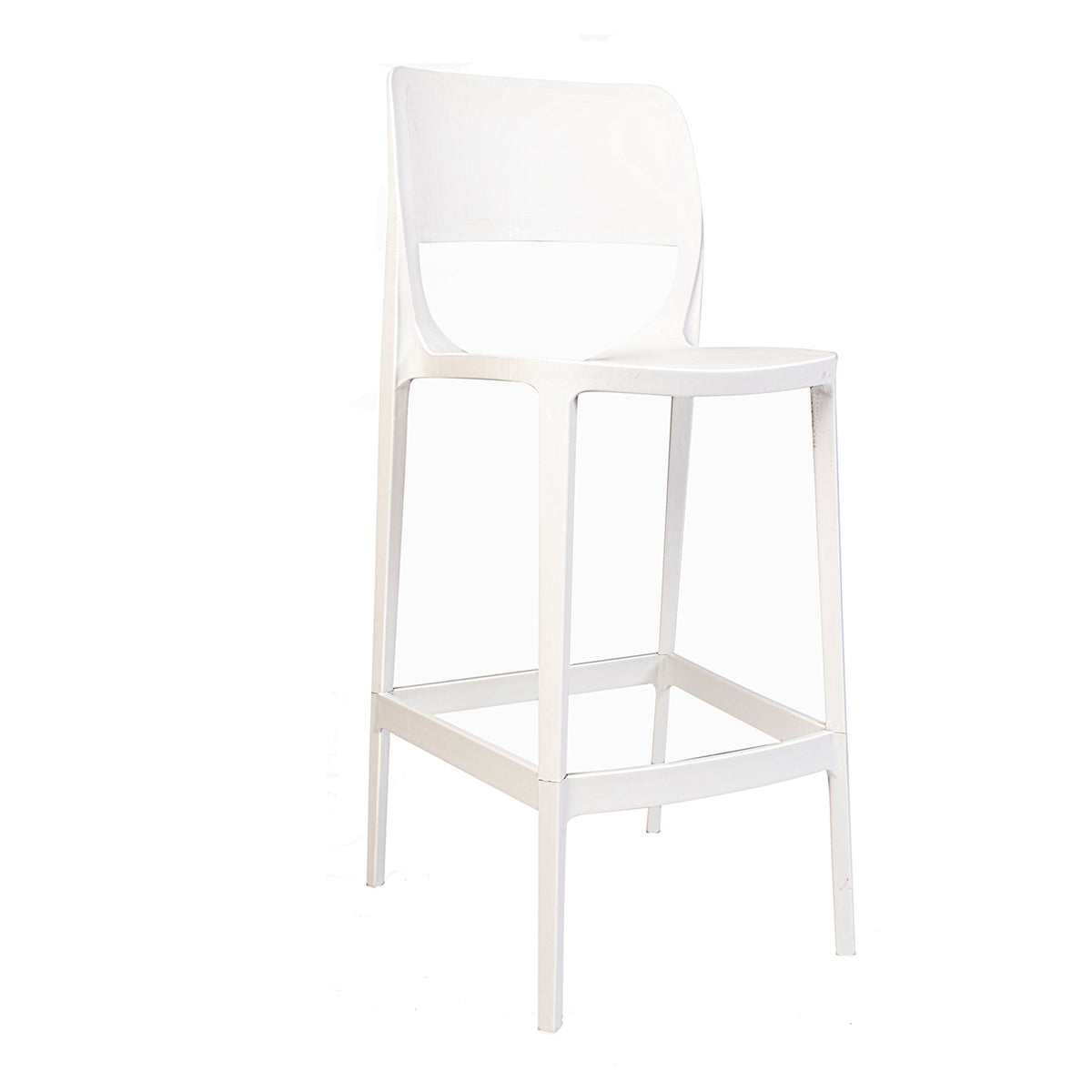 Rainbow Outdoor Bella Set of 2 Stackable Barstool with No Arms-White