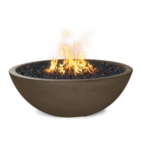 The Outdoor Plus 60" Sedona Concrete Narrow Ledge Fire Pit - Match Lit