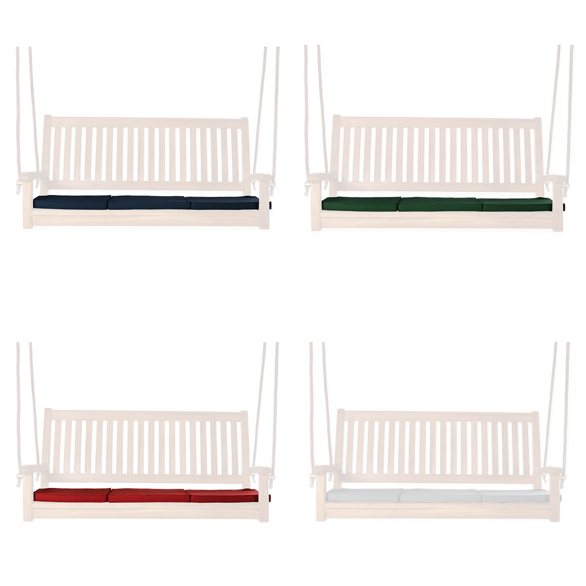 All Things Cedar Teak Swing In Blue/Green/Red/White Cushions