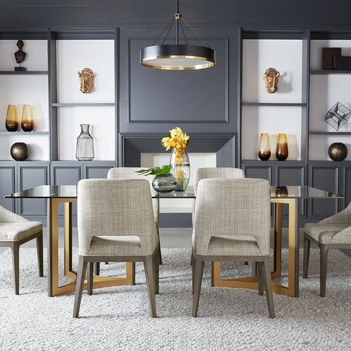 Sunpan Estrada Dining Chair in Light Grey Oak - Mainz Cream / Naya Check Light Grey