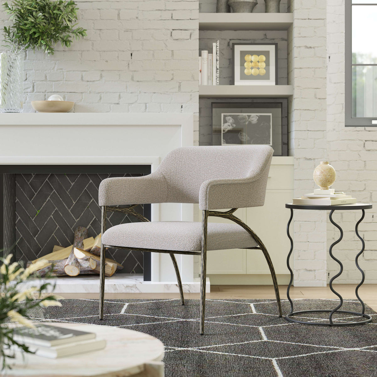 Norrebro Accent Chair Beige Frost, Accent Chairs, Plywood, Polyester, Steel, Square, 4 Legs, Indoor