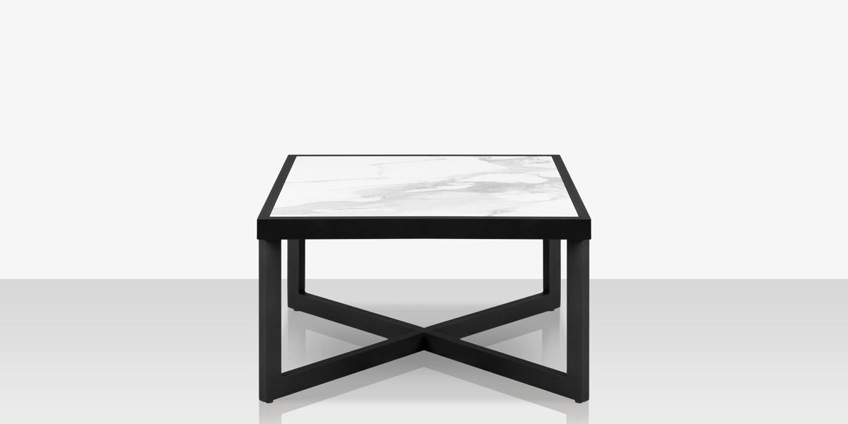DecoScapes Iconic Aluminum square Coffee Table with Porcelain Tabletop