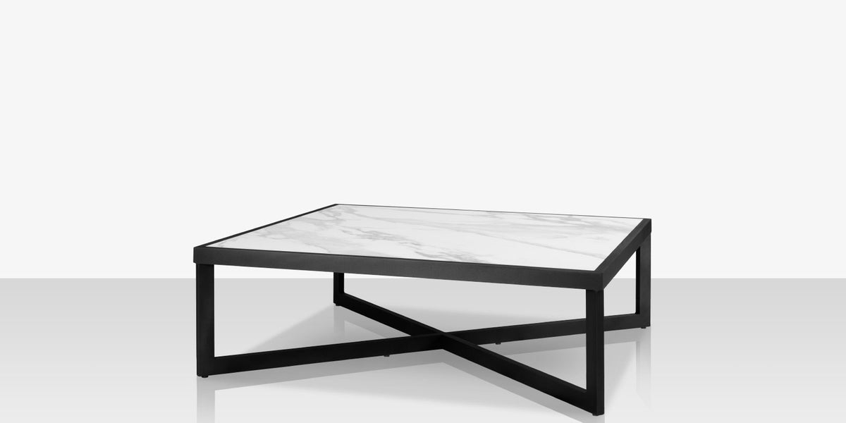 DecoScapes Iconic Aluminum square Coffee Table with Porcelain Tabletop