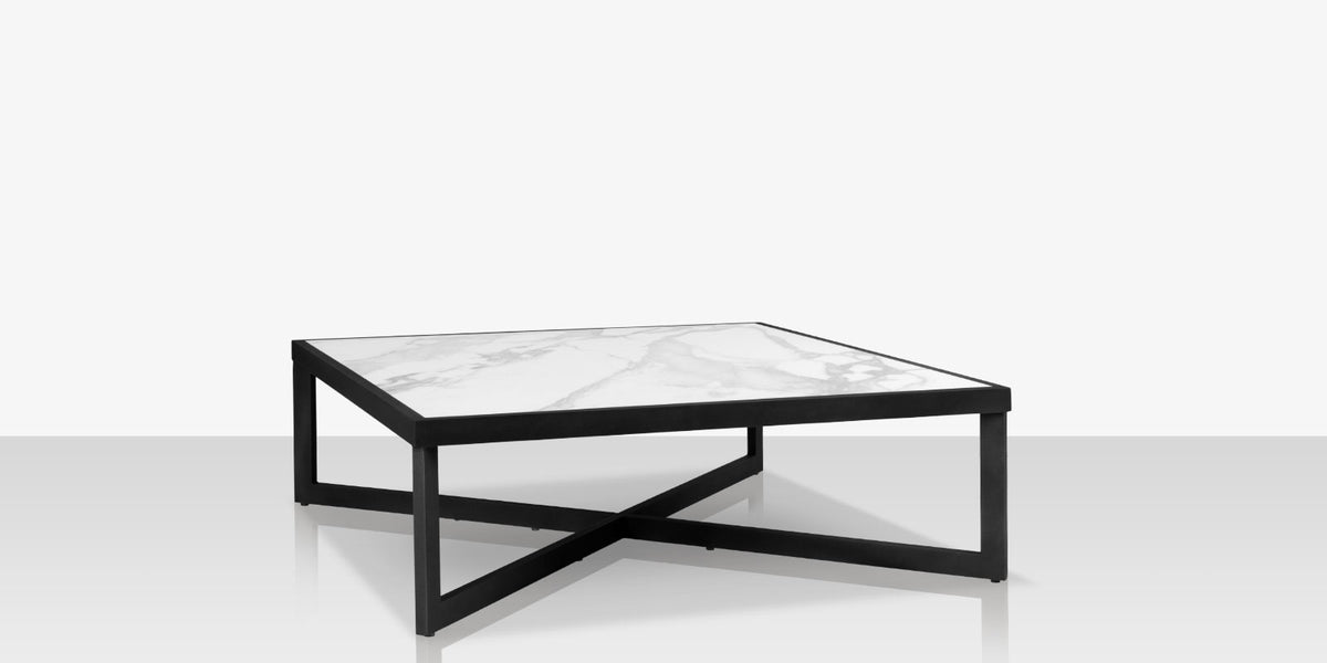 DecoScapes Iconic Aluminum square Coffee Table with Porcelain Tabletop