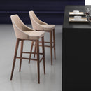 Zuo Modern Moor Barstool in Beige, Bar Stools, Plywood, Polyurethane, Wood, Round, 4 Legs, Indoor