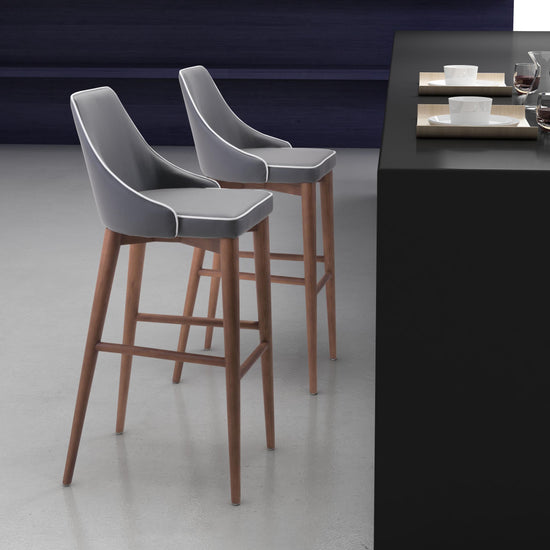 Dark Gray Barstool – Zuo Modern Moor, Wing Back