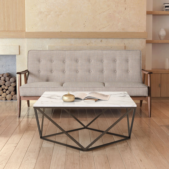 Zuo Modern Rocky Putty Fabric Sofa with Tufted Cushions