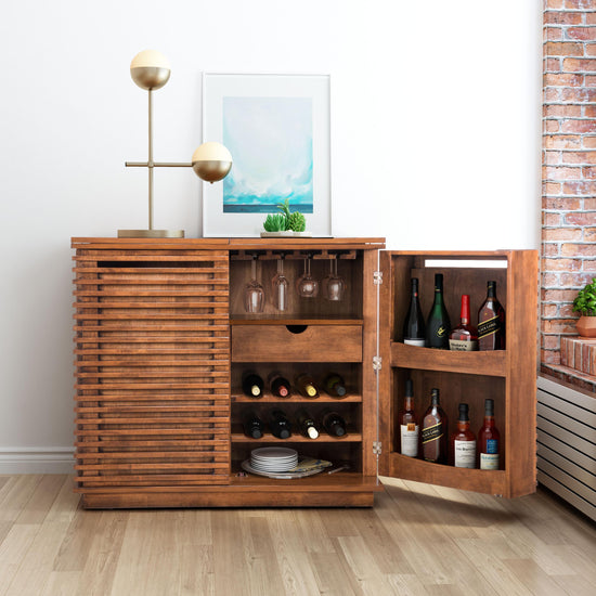Walnut Bar Cabinet – Zuo Modern Linea Storage Cabinet