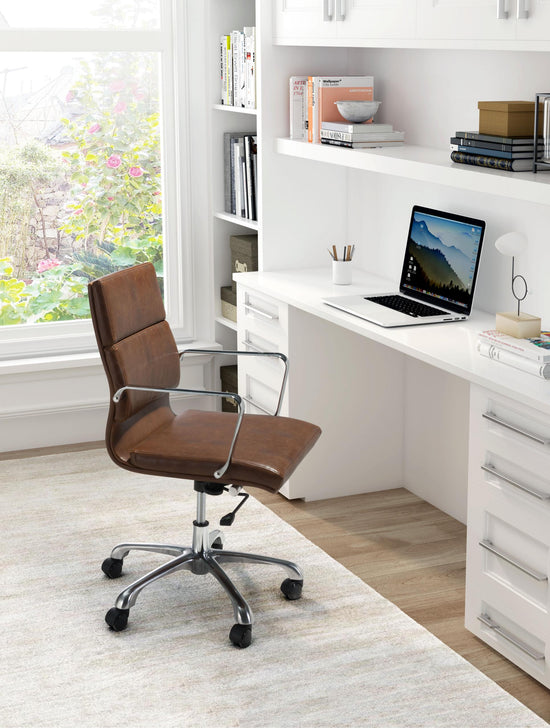 Vintage Brown Office Chair | Zuo Modern Ithaca Faux Leather
