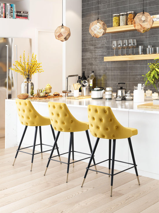 Tufted Velvet Counter Stool – Zuo Modern Piccolo, 4 Colors