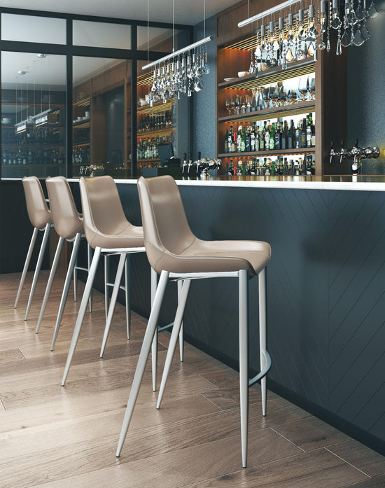 Brown Faux Leather Barstool - Zuo Modern Magnus Set of 2