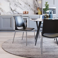 Zuo Modern Ace Dining Chair - Set of 2, White & Silver, Dining Chairs, Faux Leather, Plywood, Polyurethane, Steel, Rectangular, 4 Legs, Indoor