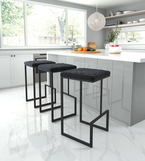 Black Velvet Barstool - Zuo Modern Element Bar Seat