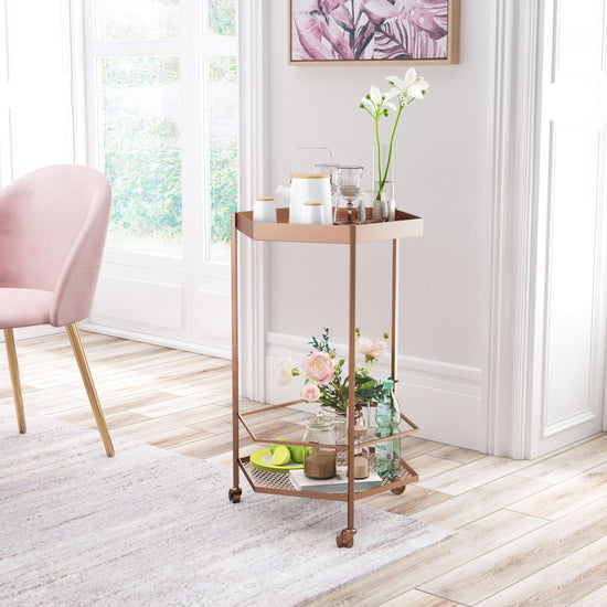Copper Bar Cart – Zuo Modern Hex Vintage Gold Cart