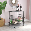 Zuo Modern Argus Bar Cart in Black, Bar Cart , Medium-density fibreboard (MDF), Steel, Veneer, 