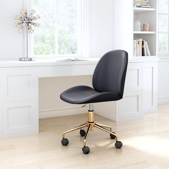 Glam Black Office Chair | Zuo Modern Miles Faux Leather Seat