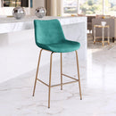 Zuo Modern Tony Counter Stool in Green/Yellow/Red and Gold, Red and Gold, Counter Stools, Plywood, Polyester, Steel, Round, 4 Legs, Indoor