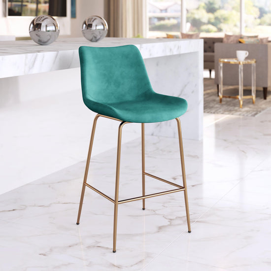 Velvet Counter Stool in Green, Yellow & Red