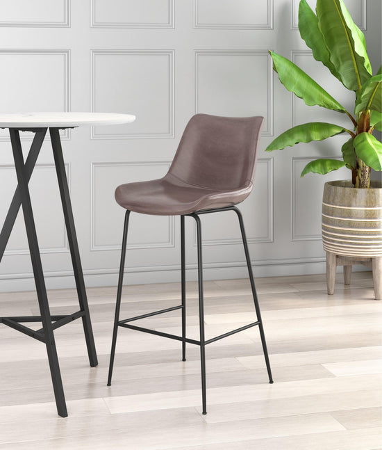 Brown Vinyl Barstool - Zuo Modern Byron Bar Chair Seat