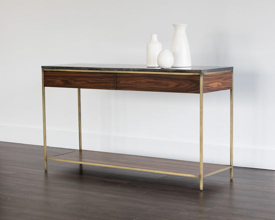Sunpan Stamos Console Table - Gold - Zebra Brown
