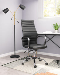 Zuo Modern Primero Office Chair in Black/White, Black, Office Chairs, Plywood, Polyurethane, Steel, Rectangular, 5+ Legs, Indoor
