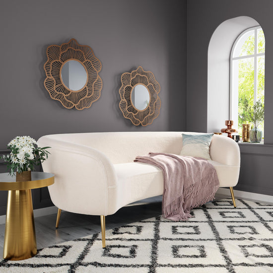 Zuo Modern Luna Curved Cream Sofa with Gold Legs Design