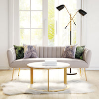 Zuo Modern Deco Sofa in Beige/Grey, Beige, Sofas, Plywood, Polyester, Steel, Curved, 4 Legs, Indoor