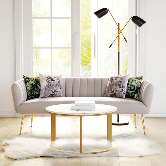 Art Deco Velvet Sofa – Zuo Modern Deco in Beige/Grey