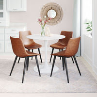 Daniel Dining Chair in Vintage Brown/Vintage Black/Gray, Vintage Brown, Dining Chairs, Faux Leather, Plywood, Steel, Curved, 4 Legs, Indoor