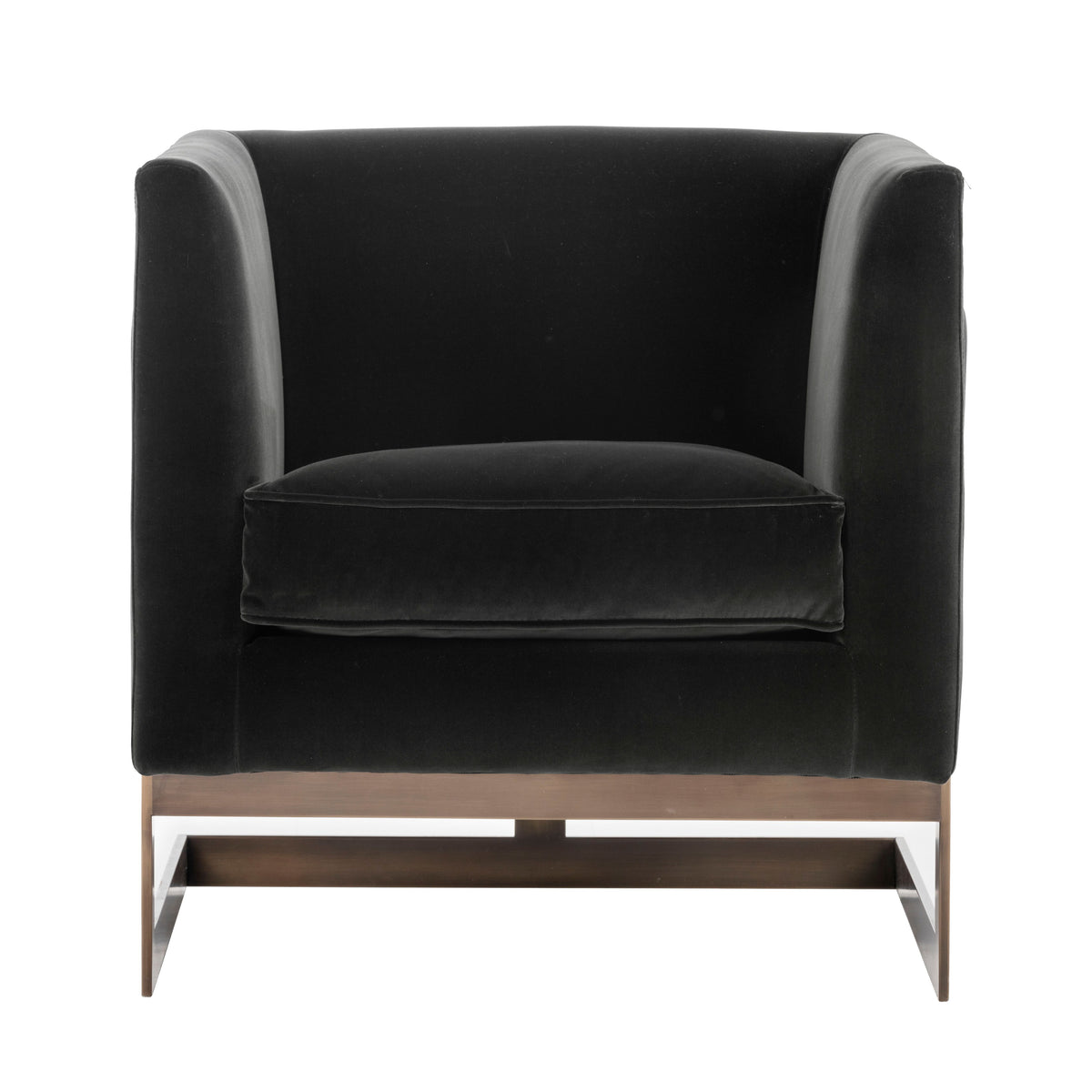 SUNPAN Soho Armchair in Giotto Shale Grey and Antique Brass Frame