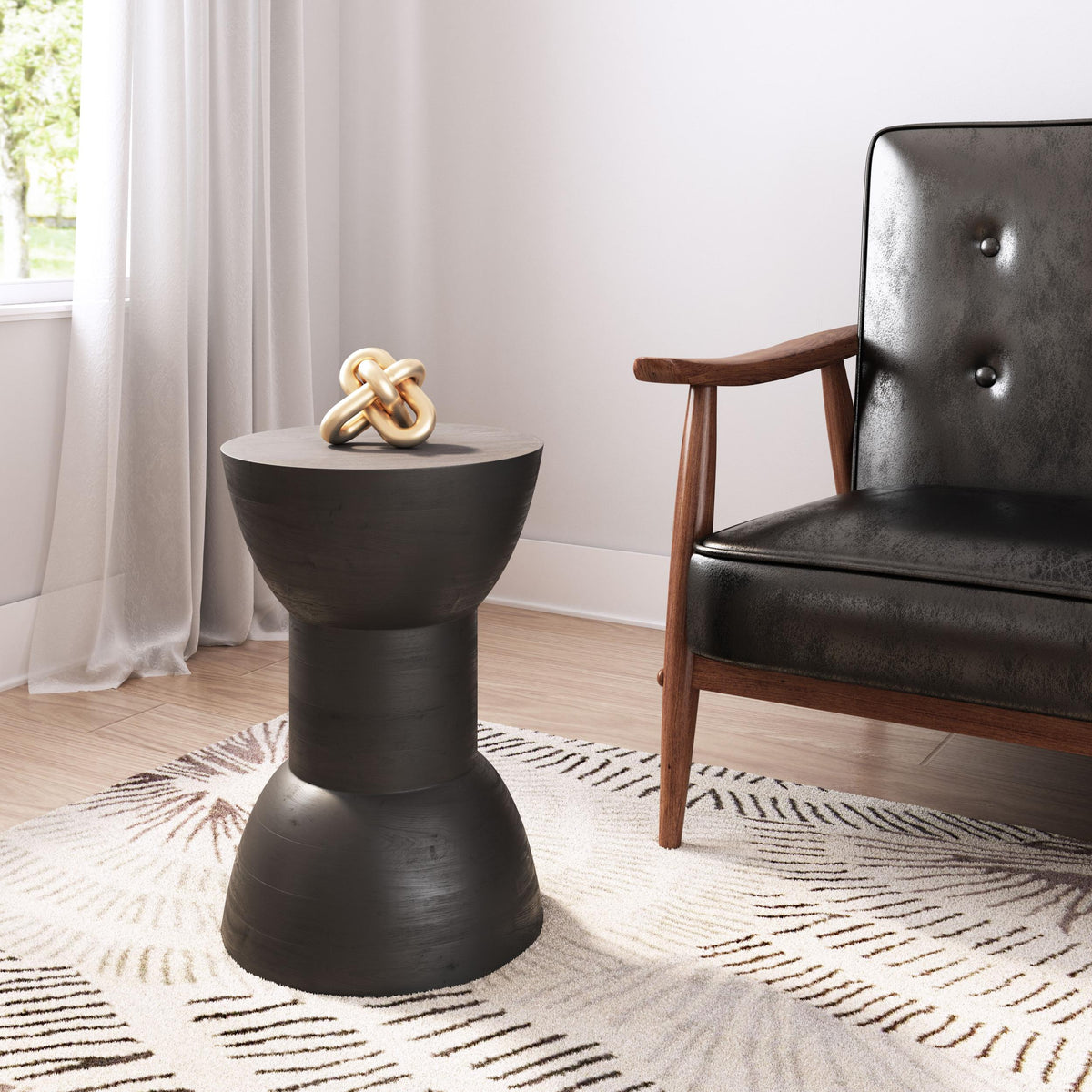 Zuo Modern Wisdom Side Table in Black, Side Tables, Wood, 