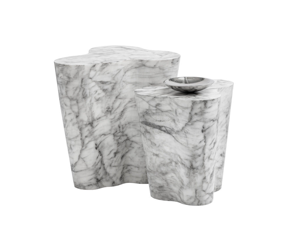 Sunpan Ava End Table in Terrazzo / Marble Look - Large