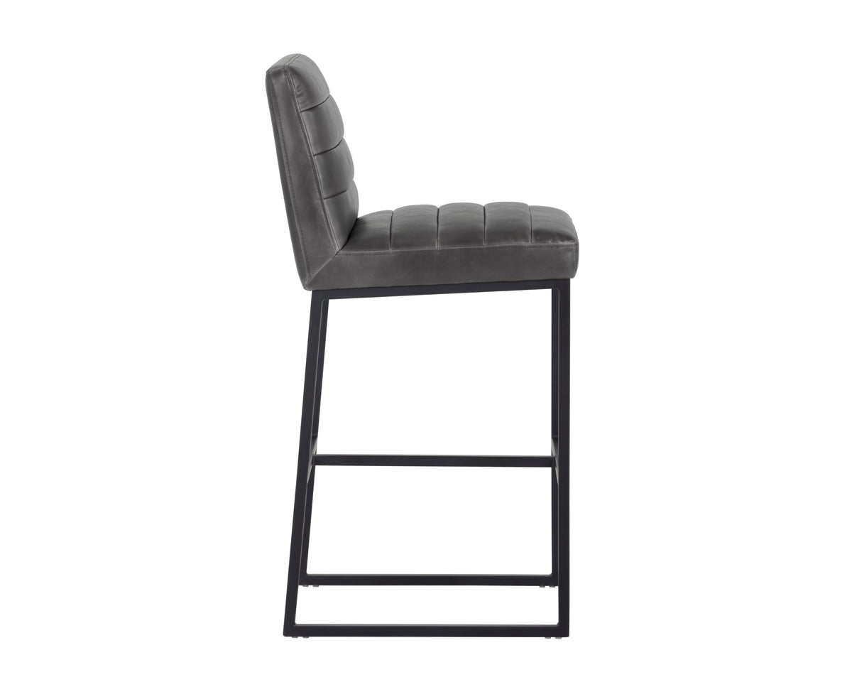SUNPAN Spyros Barstool in Coal Black/Havana Dark Brown/Overcast Grey