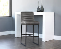 SUNPAN Spyros Barstool in Coal Black/Havana Dark Brown/Overcast Grey