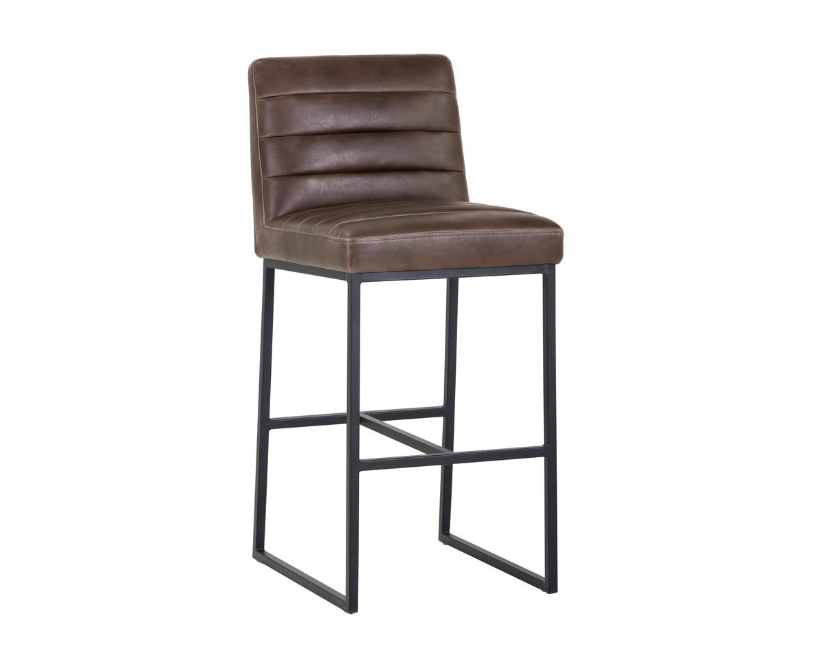 SUNPAN Spyros Barstool in Coal Black/Havana Dark Brown/Overcast Grey