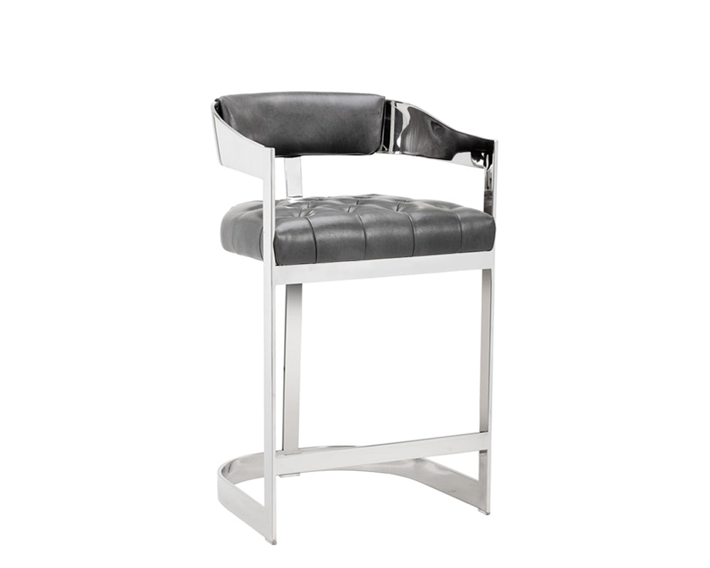 Sunpan Beaumont Counter Stool in Stainless Steel and Cantina Magnetite