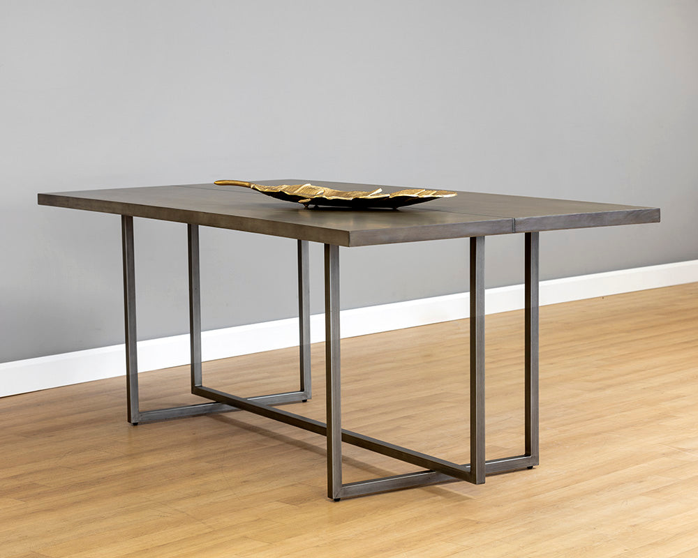 Sunpan Jade Dining Table - Antique Brass - Dark Mango - 79"/Antique Silver - Ash Grey - 79"
