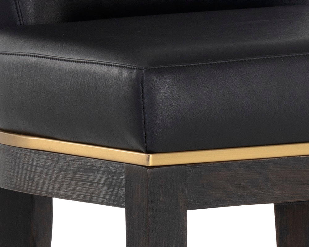 Sunpan Alister Barstool in Bravo Black and Abbington Black / Bravo Metal and Polo Club Stone