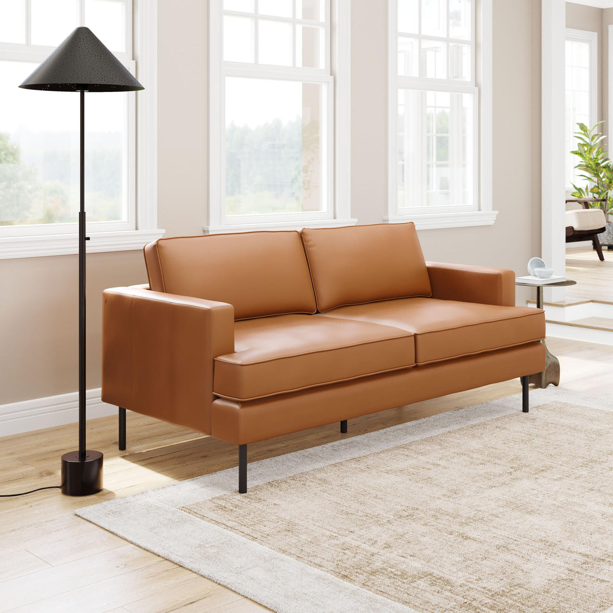 Zuo Modern Decade Sofa in Brown/Vintage Gray, Brown, Sofas, Plywood, Polyester, Steel, Rectangular, 4 Legs, Indoor