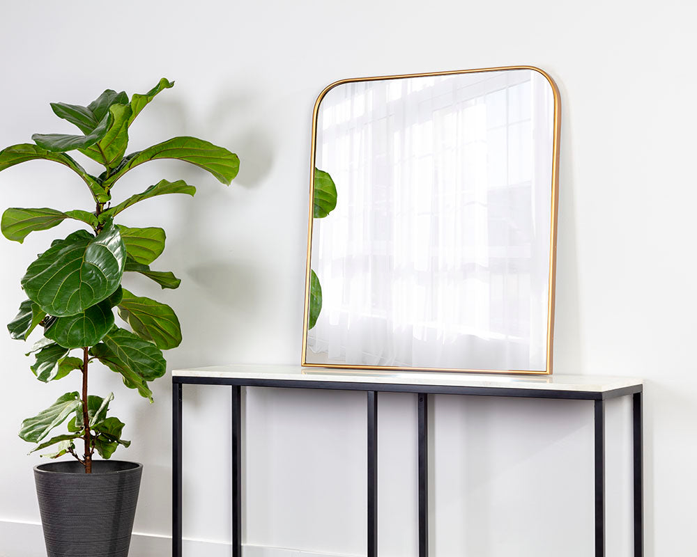 Sunpan Calabasas Wall Mirror in Black / Brass