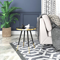 Zuo Modern Particle Side Table Gold and Black, Side Tables, Glass, Iron, Medium-density fibreboard (MDF), 