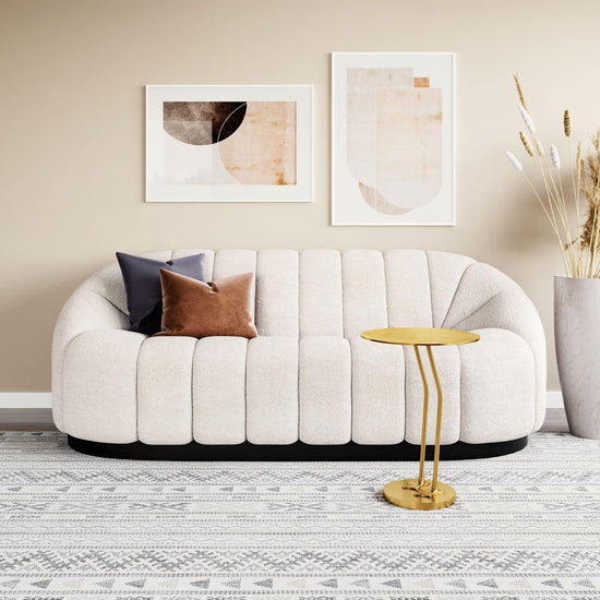 Bhutan Shearling Sofa in Cream & Light Gray | Zuo Modern