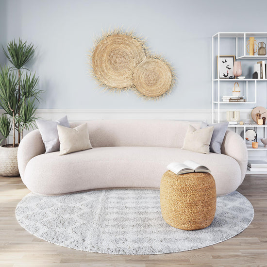 Shearling Fabric Sofa – Zuo Modern Tibet in Cream/Olive Green