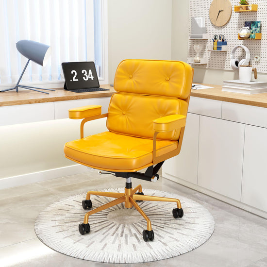 Yellow Office Chair | Zuo Modern Smiths Vinyl Wrapped Seat