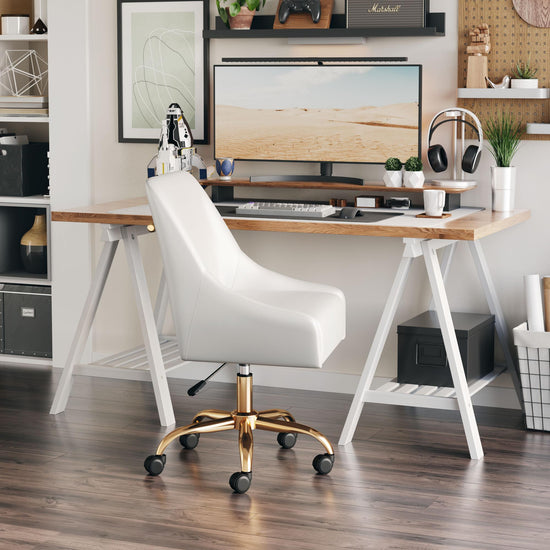 White Gold Office Chair | Zuo Modern Madelaine Glam Seat