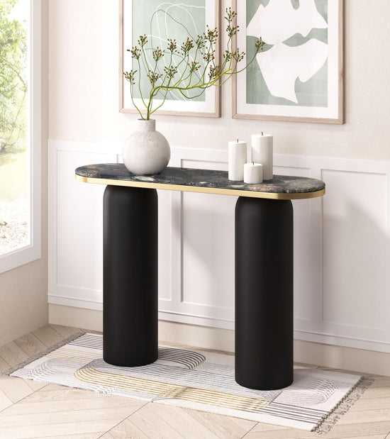 Luxor Console Table in Multicolor Marble and Steel Legs