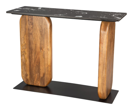 Pemba Console Table in Multicolor Iron and Marble Finish