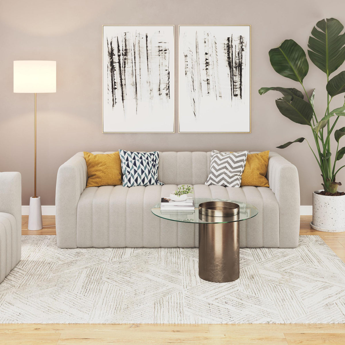Zuo Modern Puerto Plata Sofa Dason in Snow/Granite, Granite, Sofas, Pine, Polyester, Polypropylene, Rectangular, Frame, Indoor